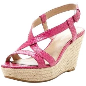 New Via Spiga Pink Leather Wedge Sandal